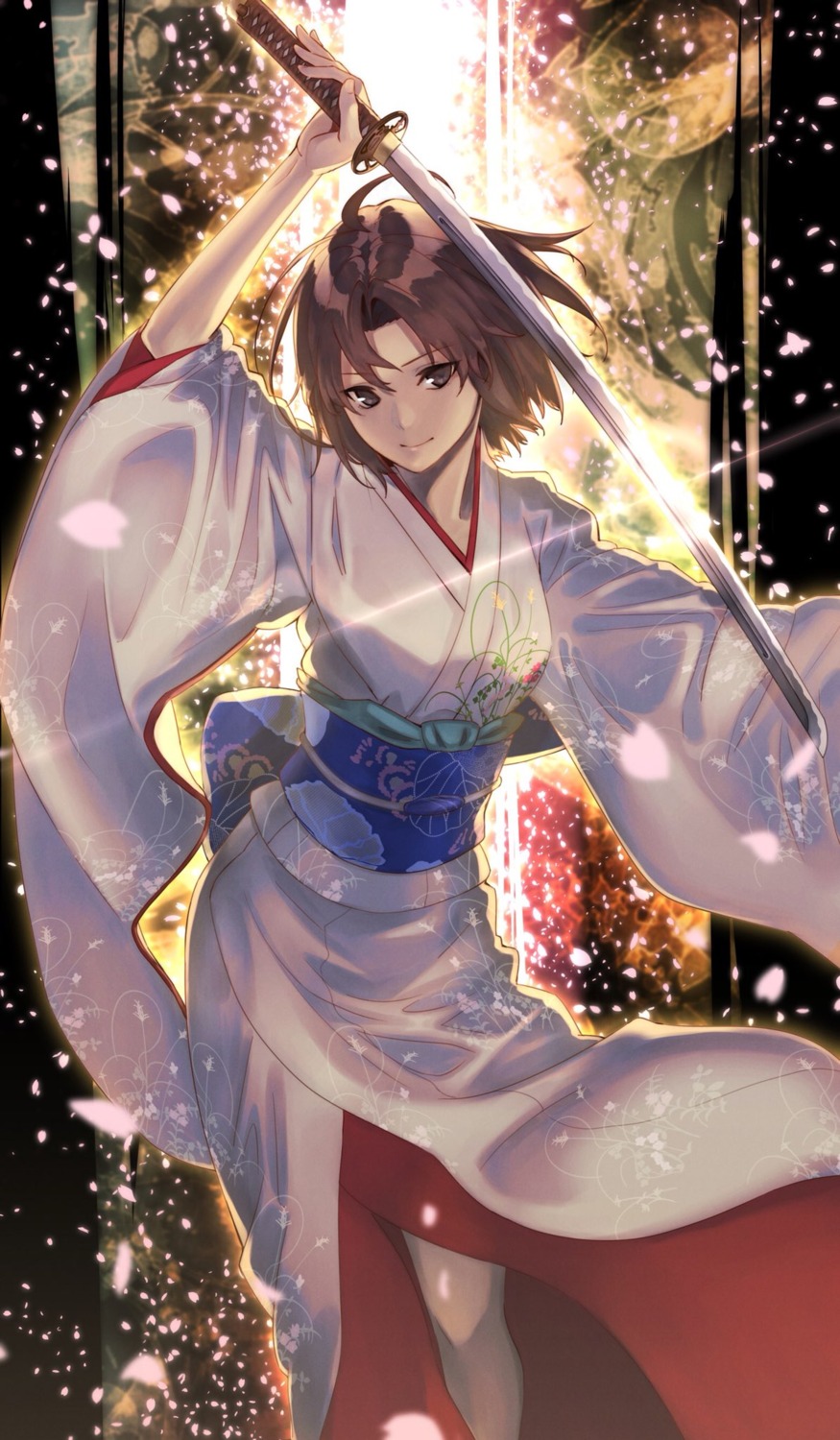 akamiso, kara_no_kyoukai, kimono, ryougi_shiki, sword