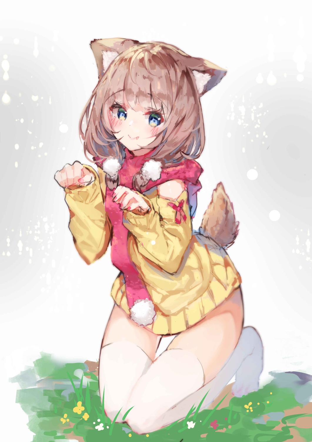 animal_ears, makiss012_ak, sweater, tail, thighhighs