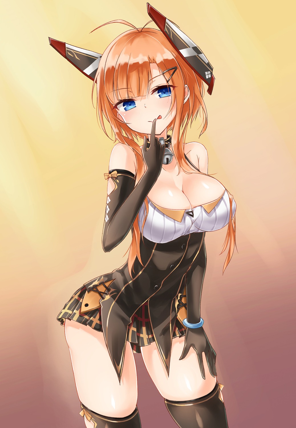 azur_lane, cleavage, foxhound_(azur_lane), osisio, thighhighs