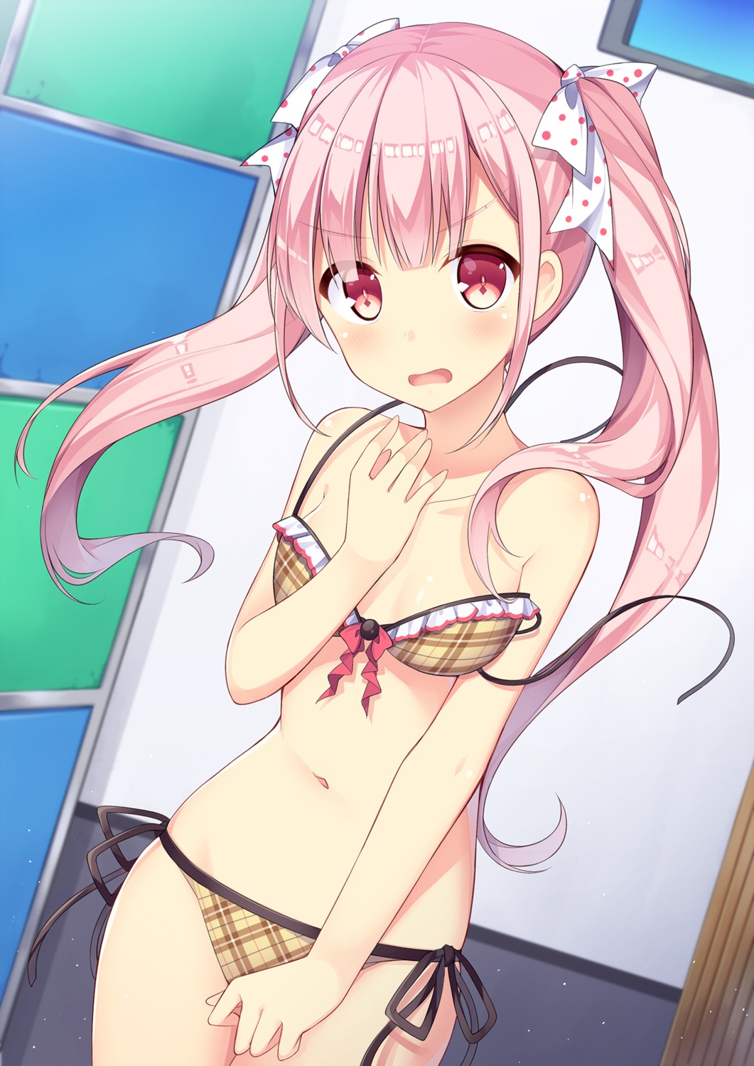 amemiya_ruki, bikini, breast_hold, swimsuits, wardrobe_malfunction