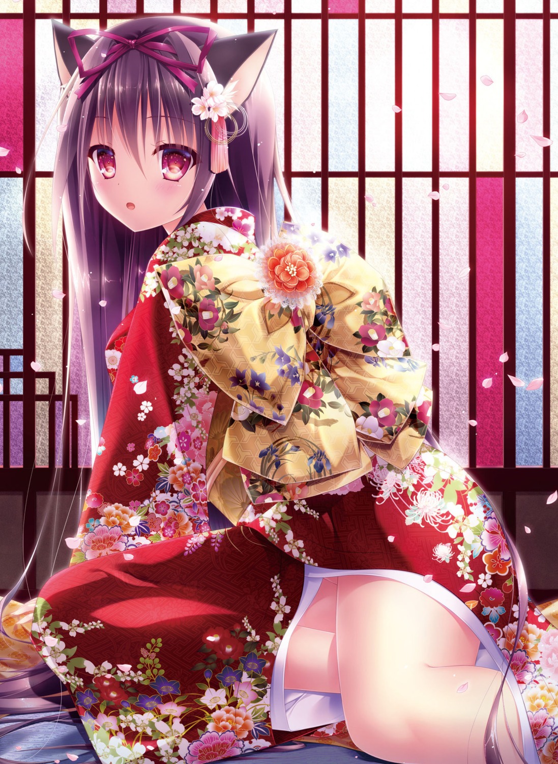 animal_ears, inagaki_miiko, kimono, nekomimi