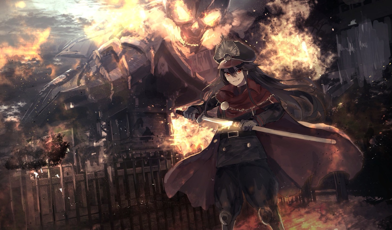 armor, fate/grand_order, kumamoto_nomii-kun, oda_nobunaga_(fate), sword, uniform