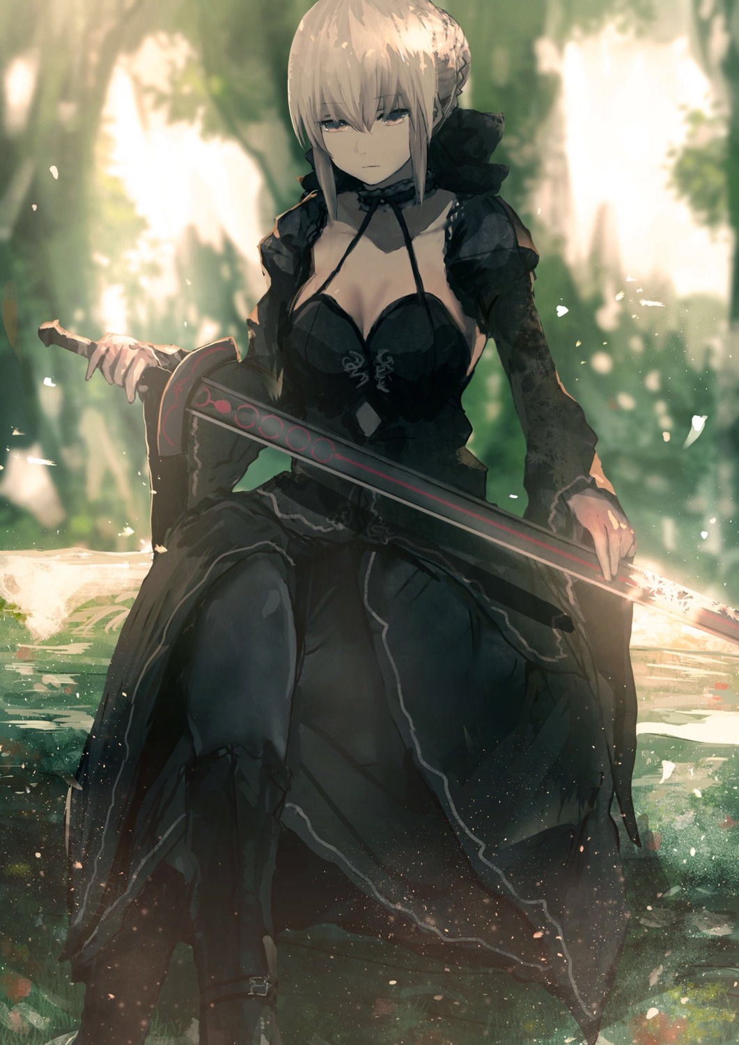 artoria_pendragon_(fate), artoria_pendragon_alter_(fate), cleavage, dress, fate/grand_order, fate/stay_night, kumamoto_nomii-kun, sword