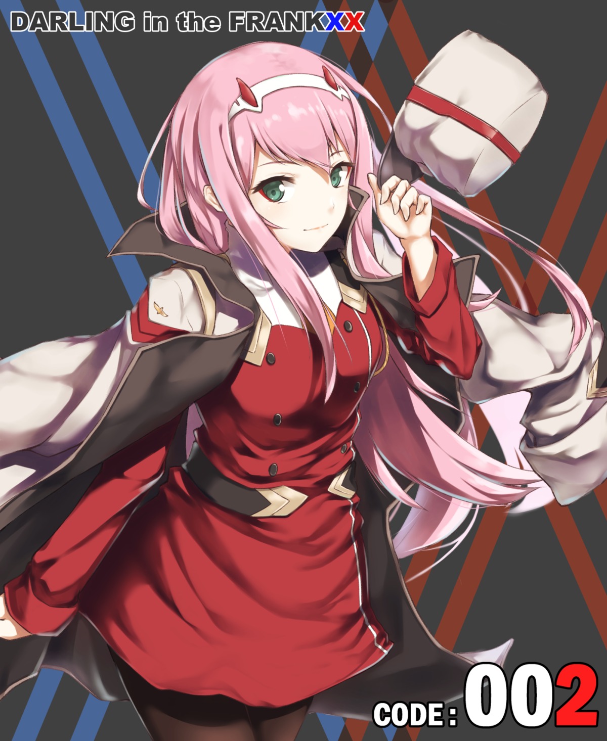 darling_in_the_franxx, enchuu, horns, pantyhose, uniform, zero_two_(darling_in_the_franxx)