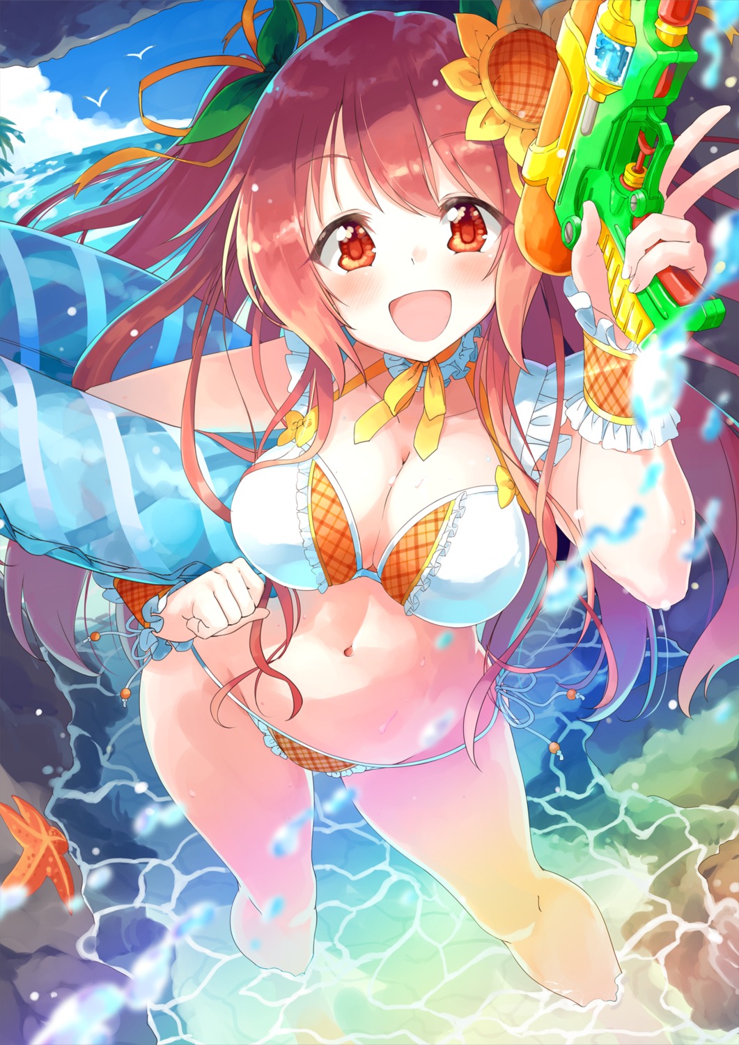 bikini, cleavage, gun, naka_akira, swimsuits, wet