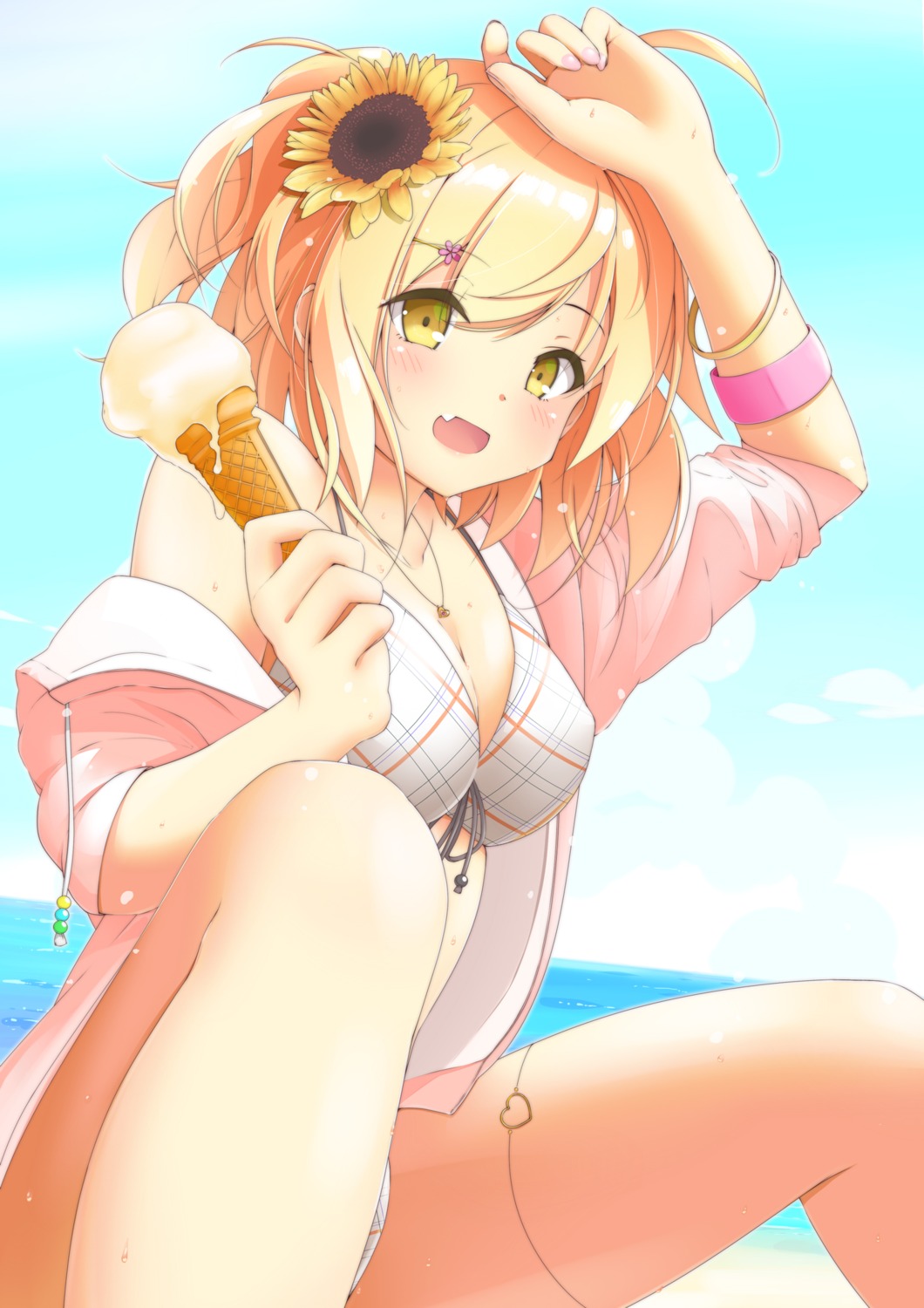 bikini, cleavage, kaeru_neko, open_shirt, swimsuits