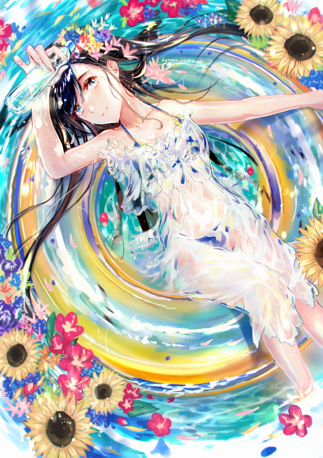 bikini, dress, hamaru_log, see_through, swimsuits, wet, wet_clothes