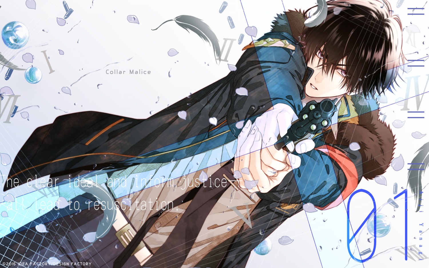 collar_x_malice, gun, hanamura_mai, male, wallpaper, yanagi_aiji
