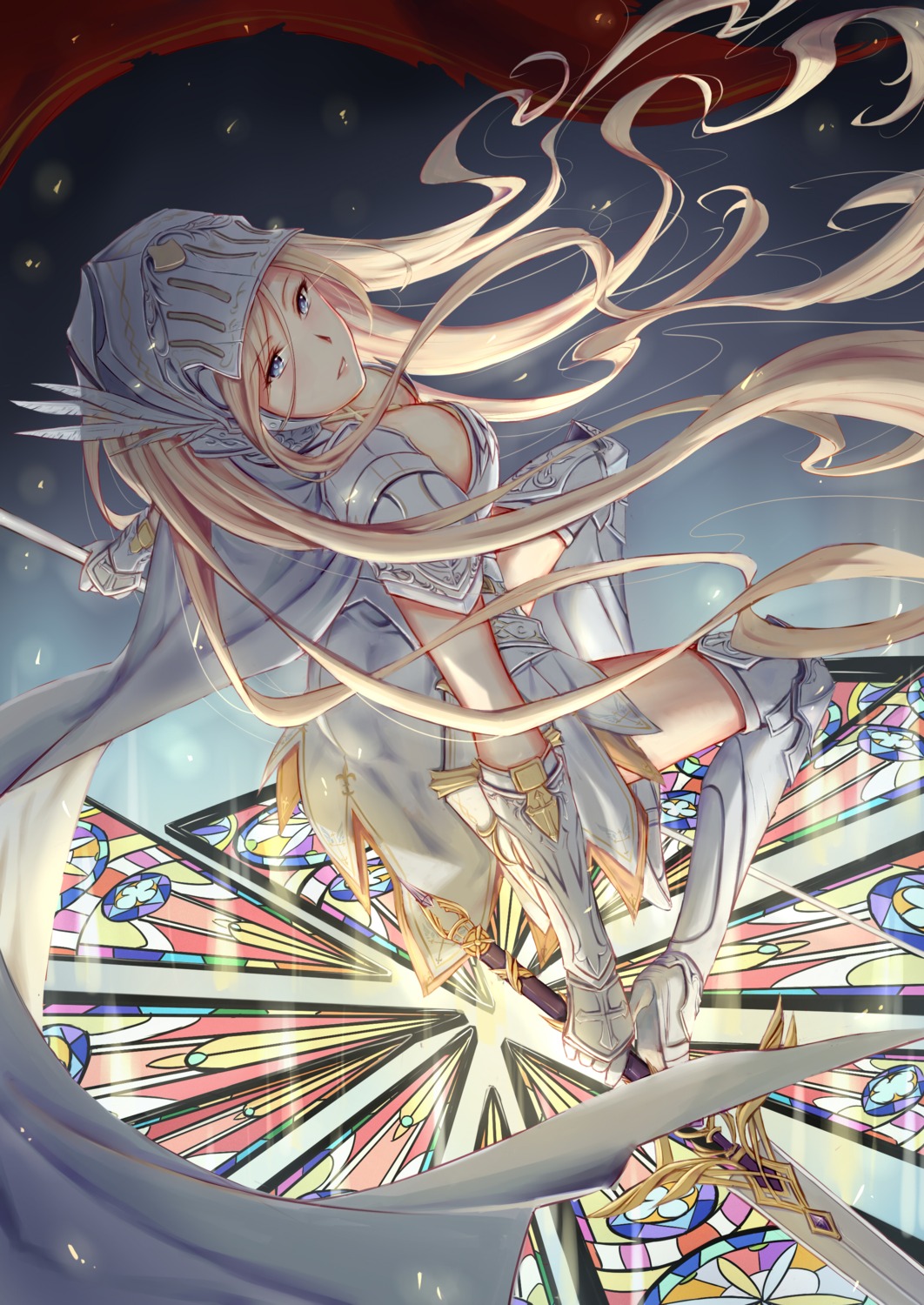 armor, cleavage, heels, miracle_nikki, sword, thighhighs, xing_muhen