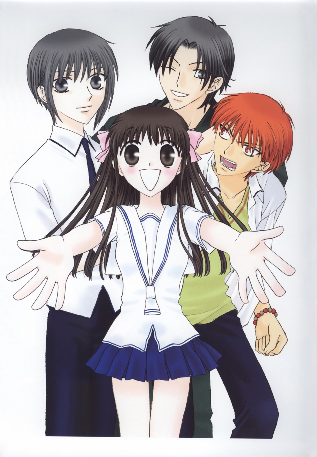 fruits_basket, honda_tohru, seifuku, sohma_kyo, sohma_shigure, sohma_yuki, takaya_natsuki