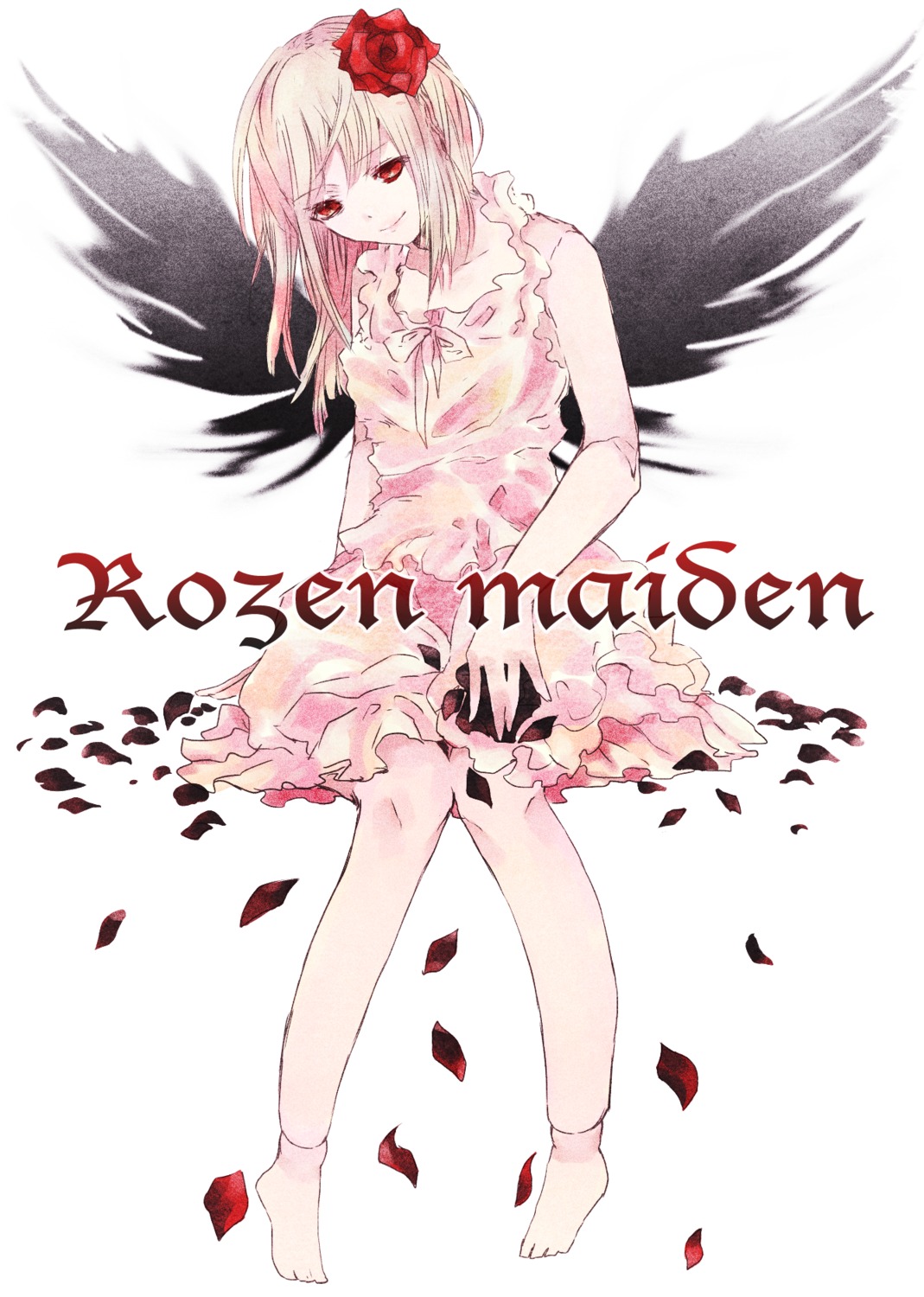 dress, feet, rozen_maiden, suigintou, wings, yakusuke