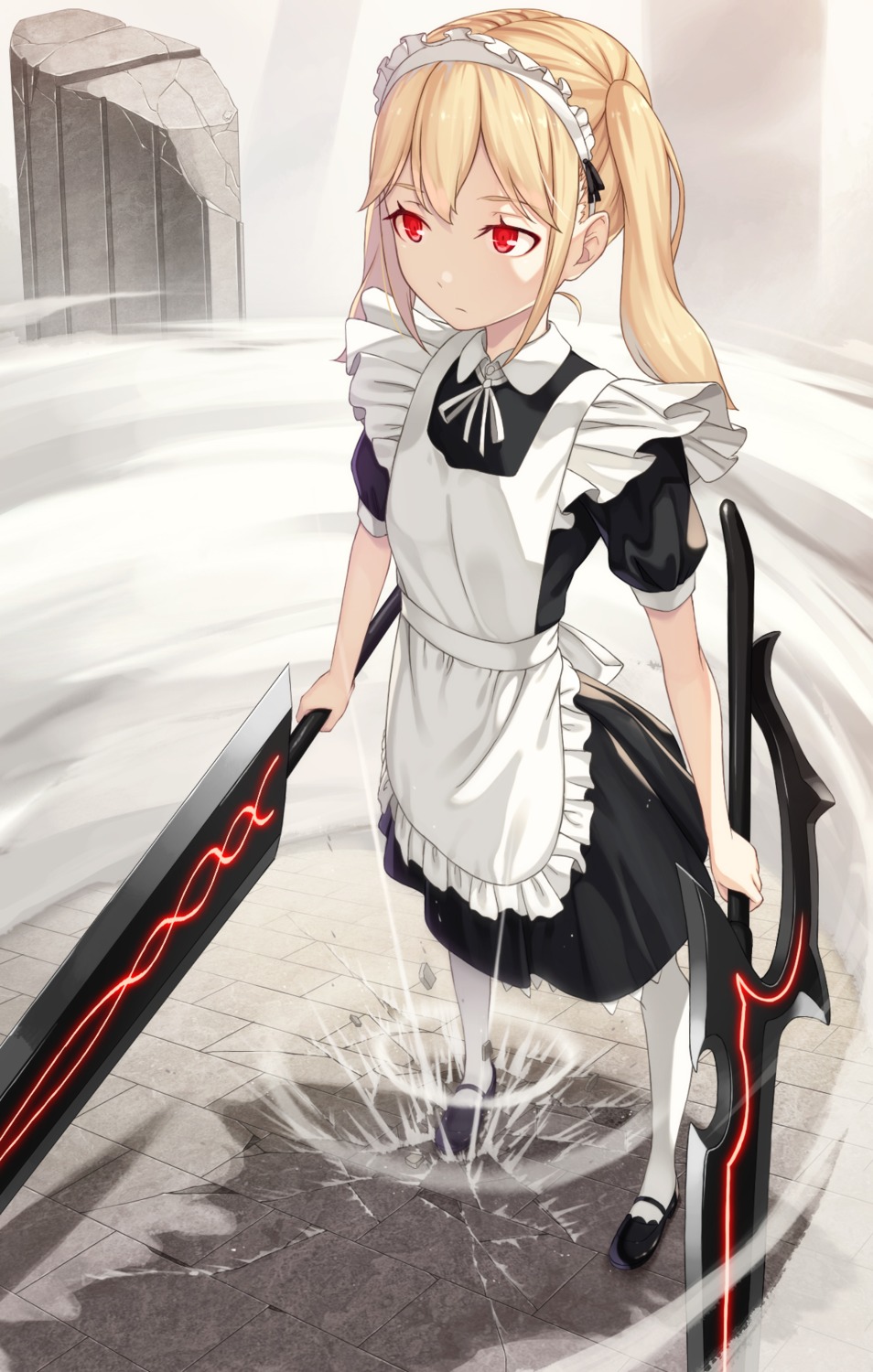kimura_(ykimu), maid, pantyhose, sword
