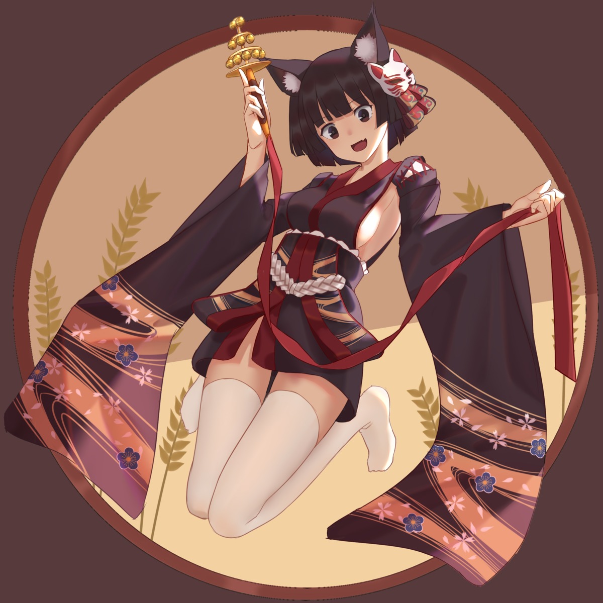 animal_ears, azur_lane, devil-dantake, japanese_clothes, thighhighs, yamashiro_(azur_lane)
