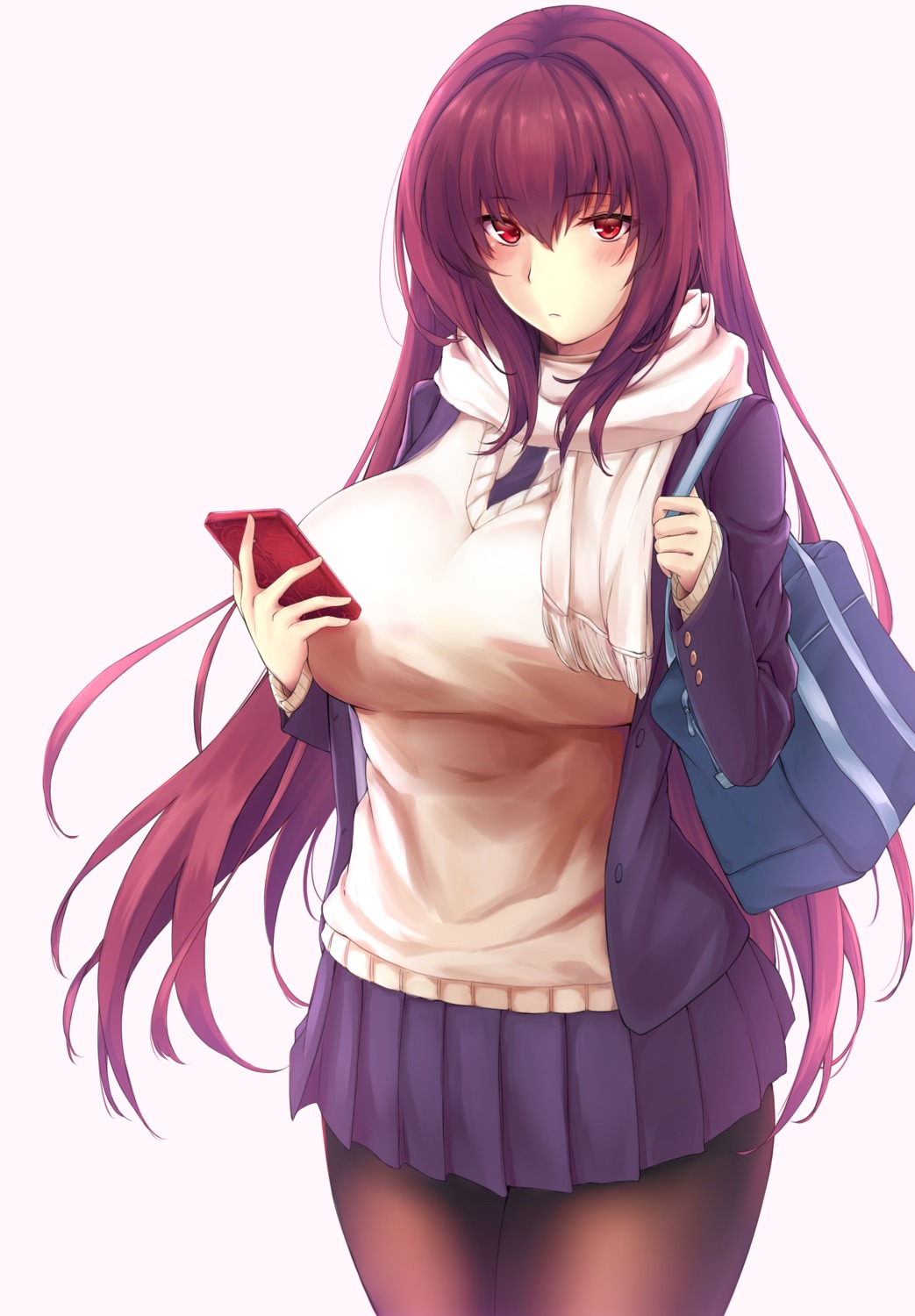 fate/grand_order, lun7732, pantyhose, scathach_(fate), seifuku, sweater