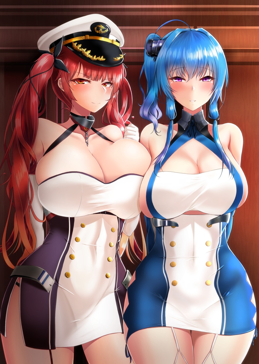azur_lane, cleavage, dress, honolulu_(azur_lane), st._louis_(azur_lane), takanotsume