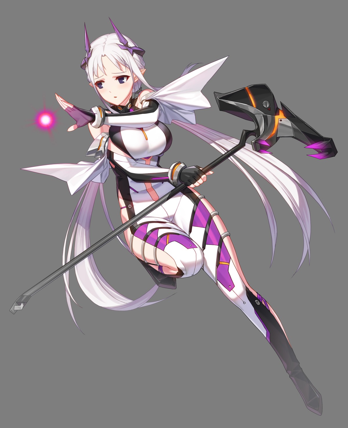 bodysuit, closers, horns, levia_(closers), pointy_ears, red_star_alliance, transparent_png, weapon