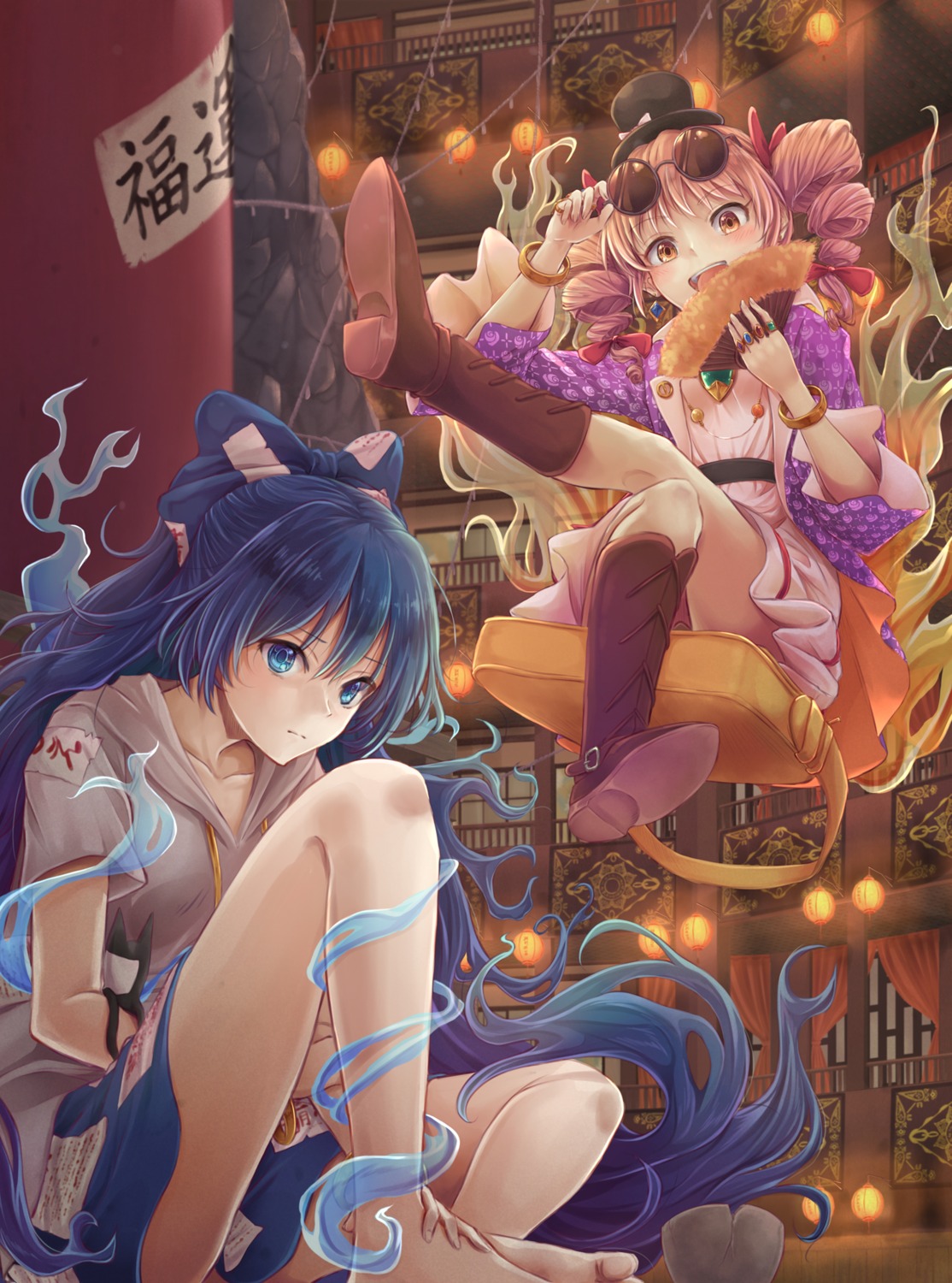 arigato_(rmskrtkdlqj), megane, touhou, yorigami_jo'on, yorigami_shion