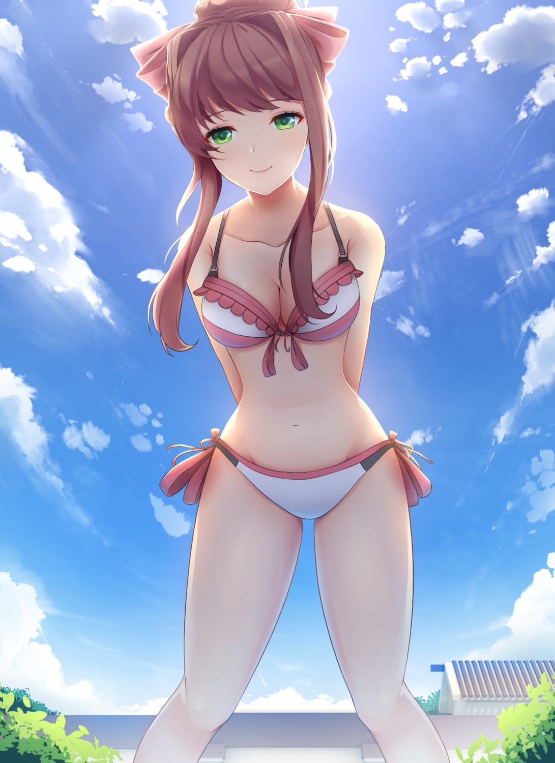bikini, cleavage, doki_doki_literature_club!, monika_(doki_doki_literature_club!), swimsuits, tsukimaru