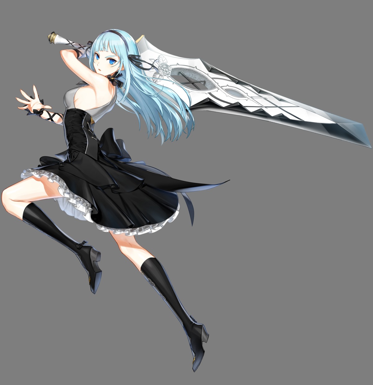 closers, heels, red_star_alliance, sword, transparent_png, violet_(closers)