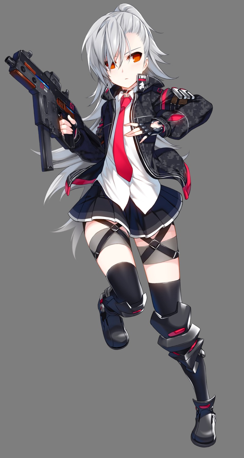armor, closers, gun, tagme, thighhighs, tina_(closers), transparent_png