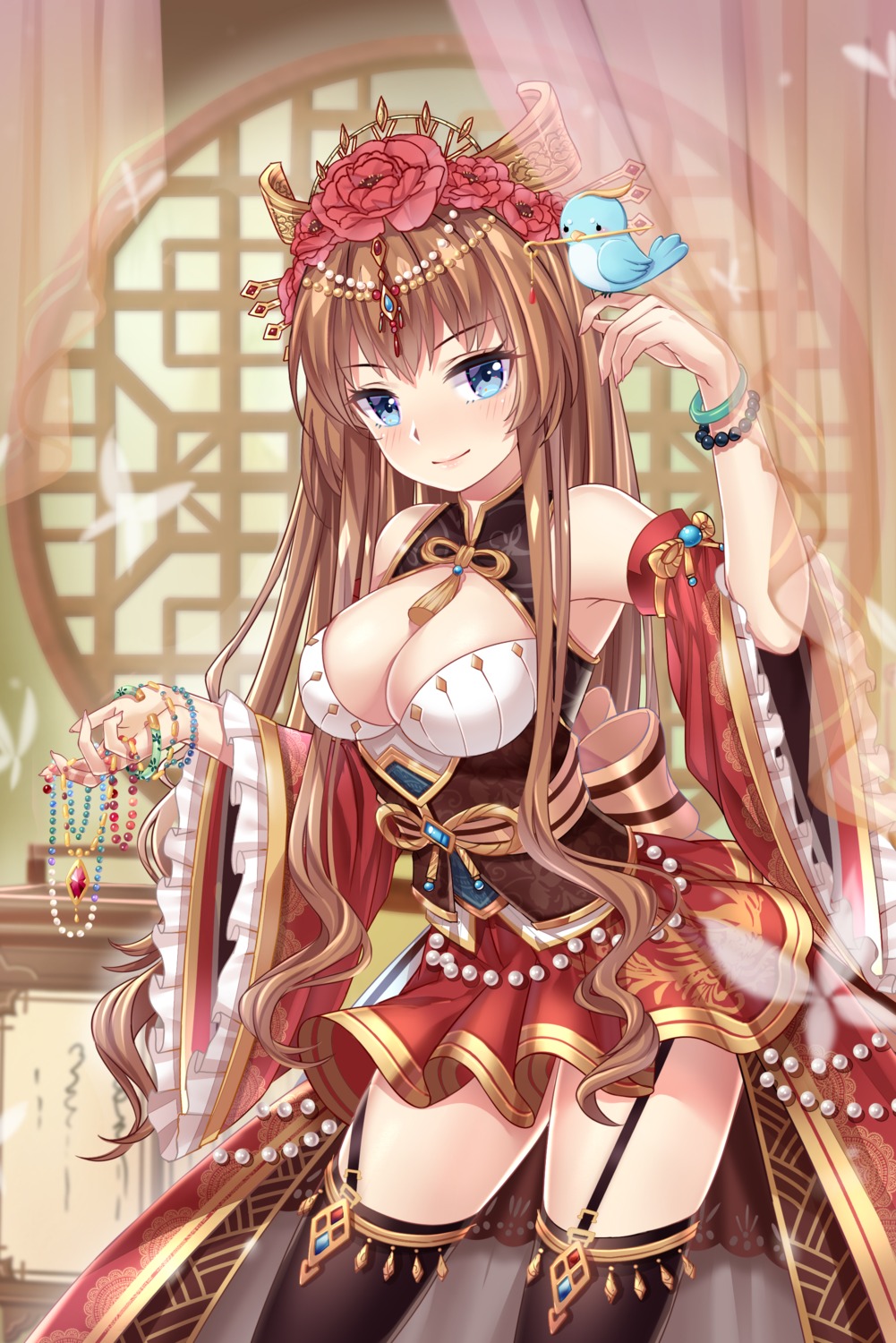 cleavage, romance_sangoku, stockings, thighhighs, tojoy_game