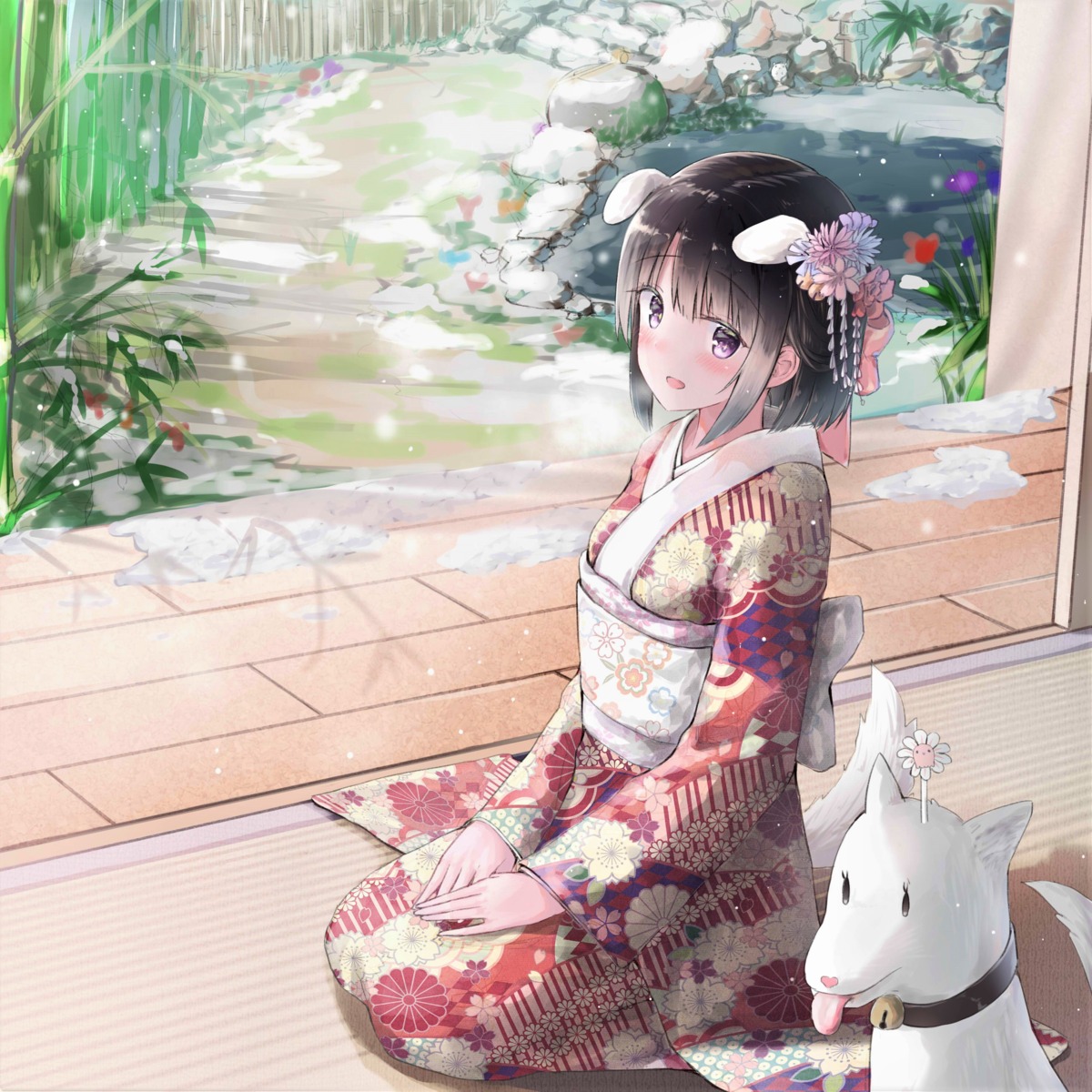 animal_ears, kayako, kimono, tail