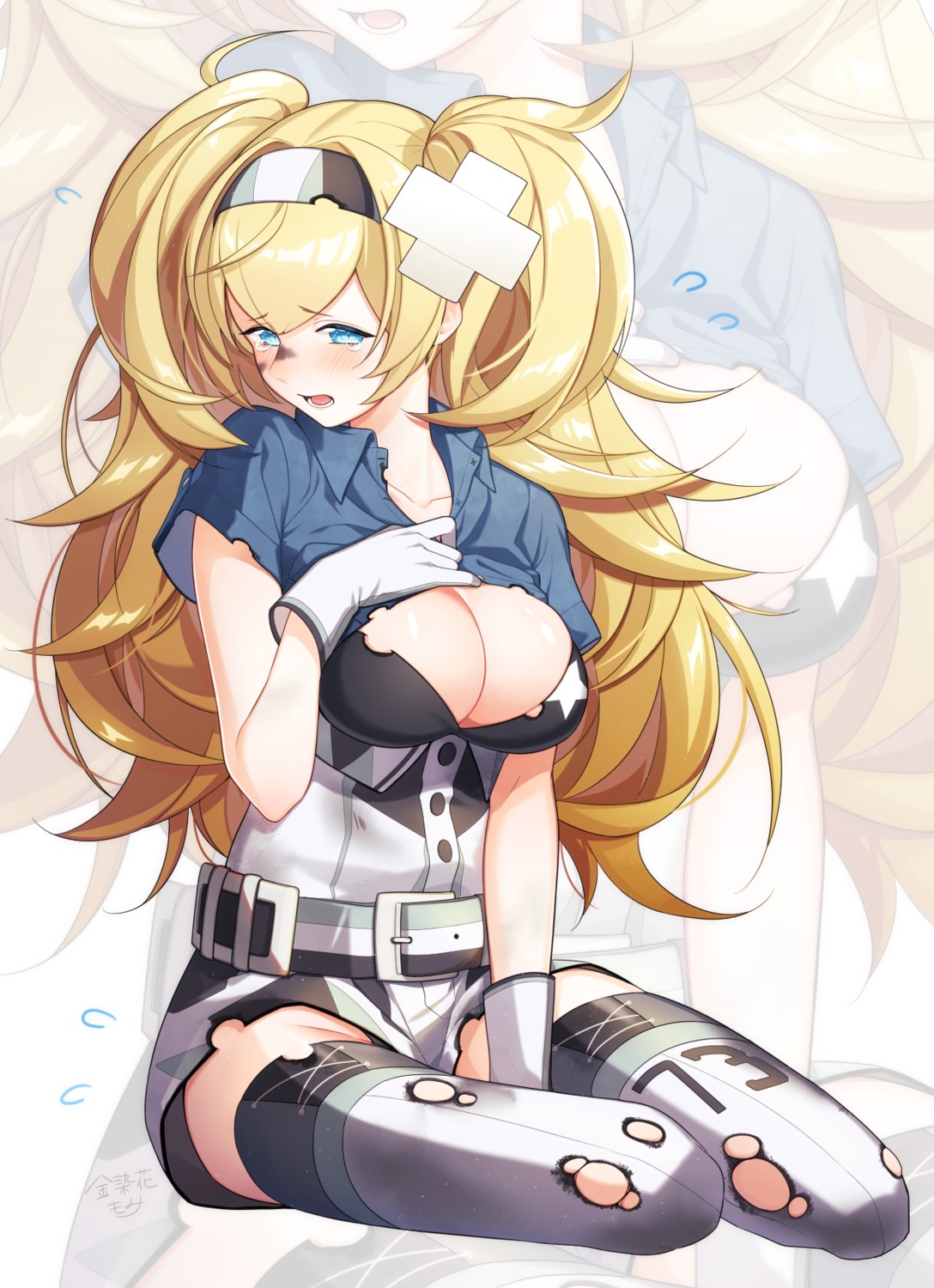 bra, gambier_bay_(kancolle), kantai_collection, kinsenka_momi, thighhighs, torn_clothes