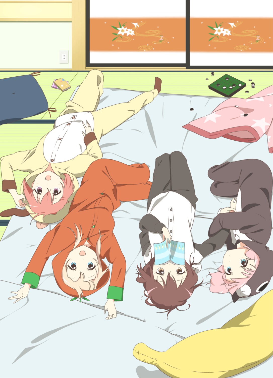 akaza_akari, funami_yui, ochazuke, pajama, toshinou_kyouko, yoshikawa_chinatsu, yuru_yuri