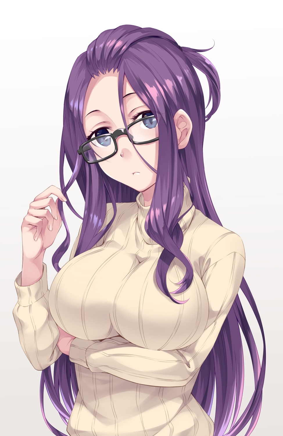 breast_hold, kagamihara_sakura, kurakino_itsunori, megane, sweater, yurucamp