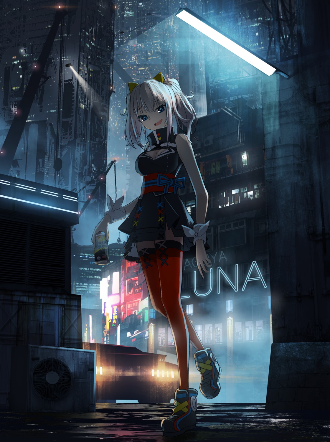 asteroid_ill, cleavage, kaguya_luna, the_moon_studio, thighhighs