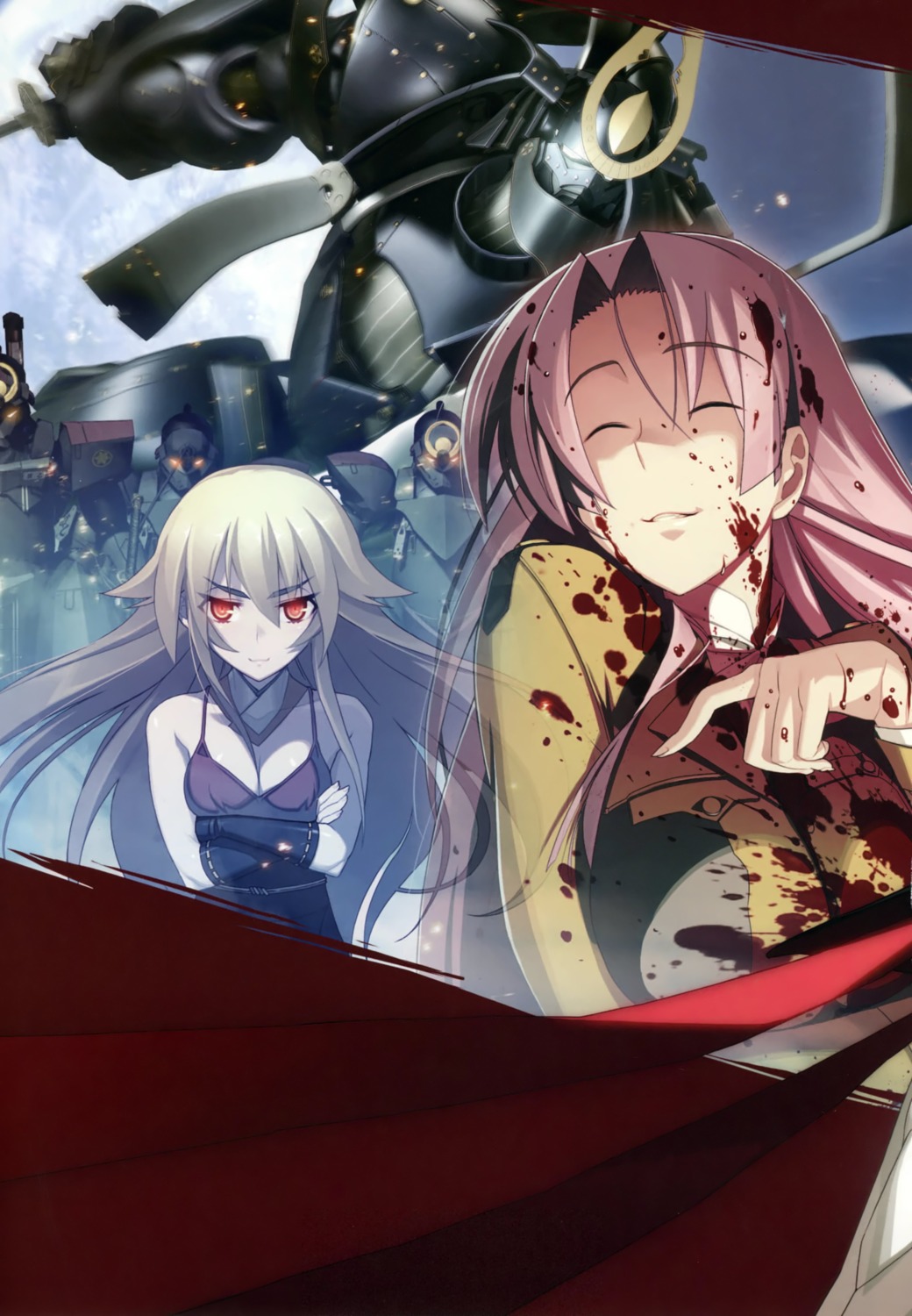 ashikaga_chachamaru, blood, cleavage, full_metal_daemon_muramasa, mecha, namaniku_atk, nitroplus, ootori_kanae