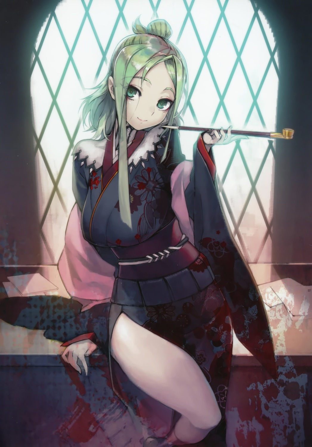 full_metal_daemon_muramasa, kimono, namaniku_atk, nitroplus, olga_(muramasa), smoking
