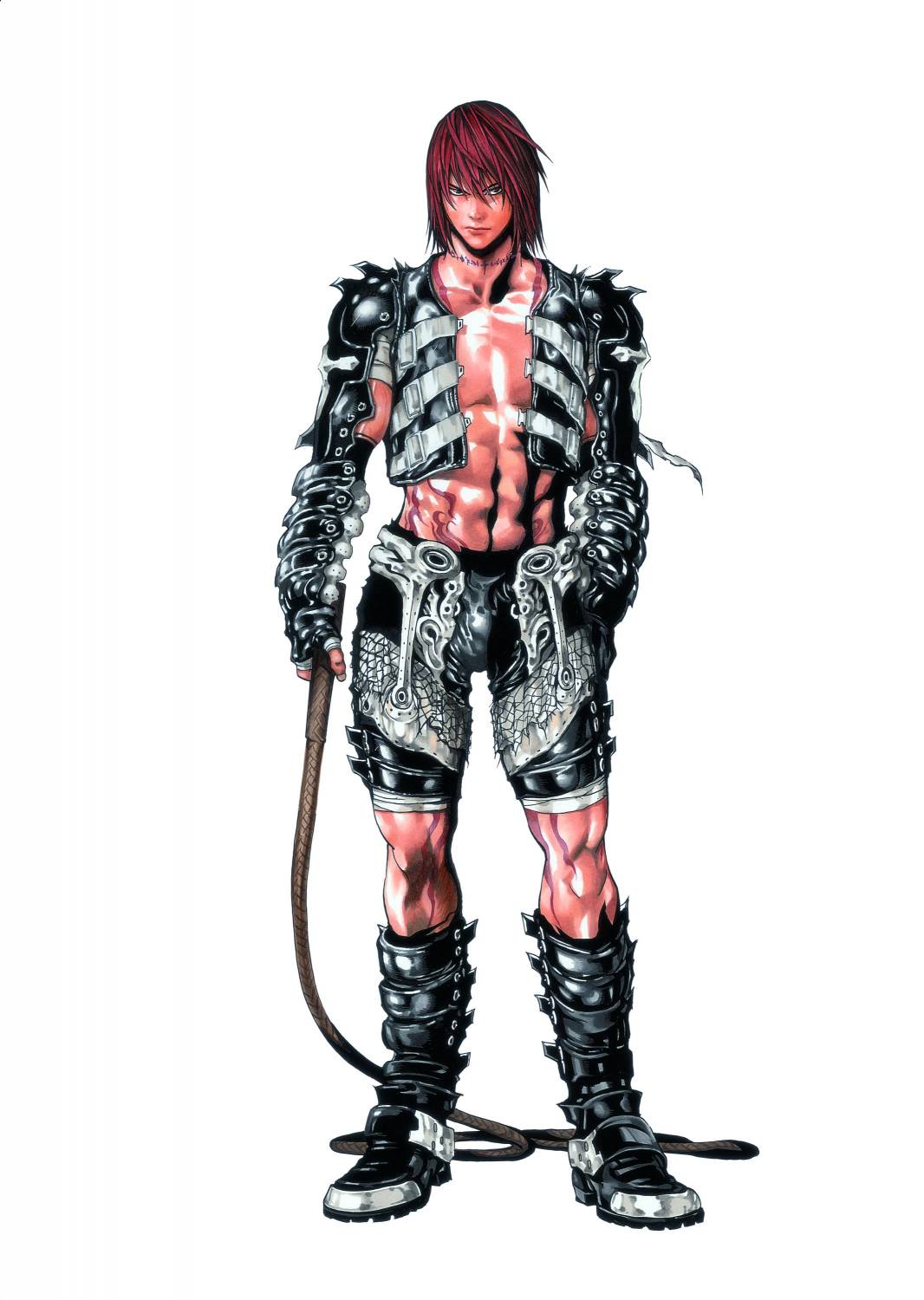 armor, bandages, bike_shorts, castlevania, castlevania_judgment, konami, male, obata_takeshi, open_shirt, simon_belmont, weapon