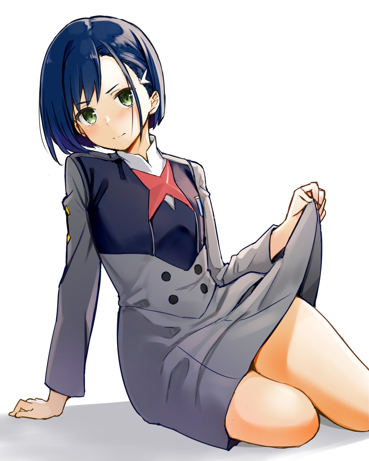 darling_in_the_franxx, ichigo_(darling_in_the_franxx), musk_tiger, seifuku, skirt_lift