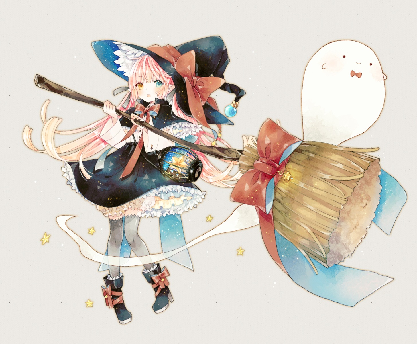 heels, heterochromia, kikka_(kicca_choco), thighhighs, witch