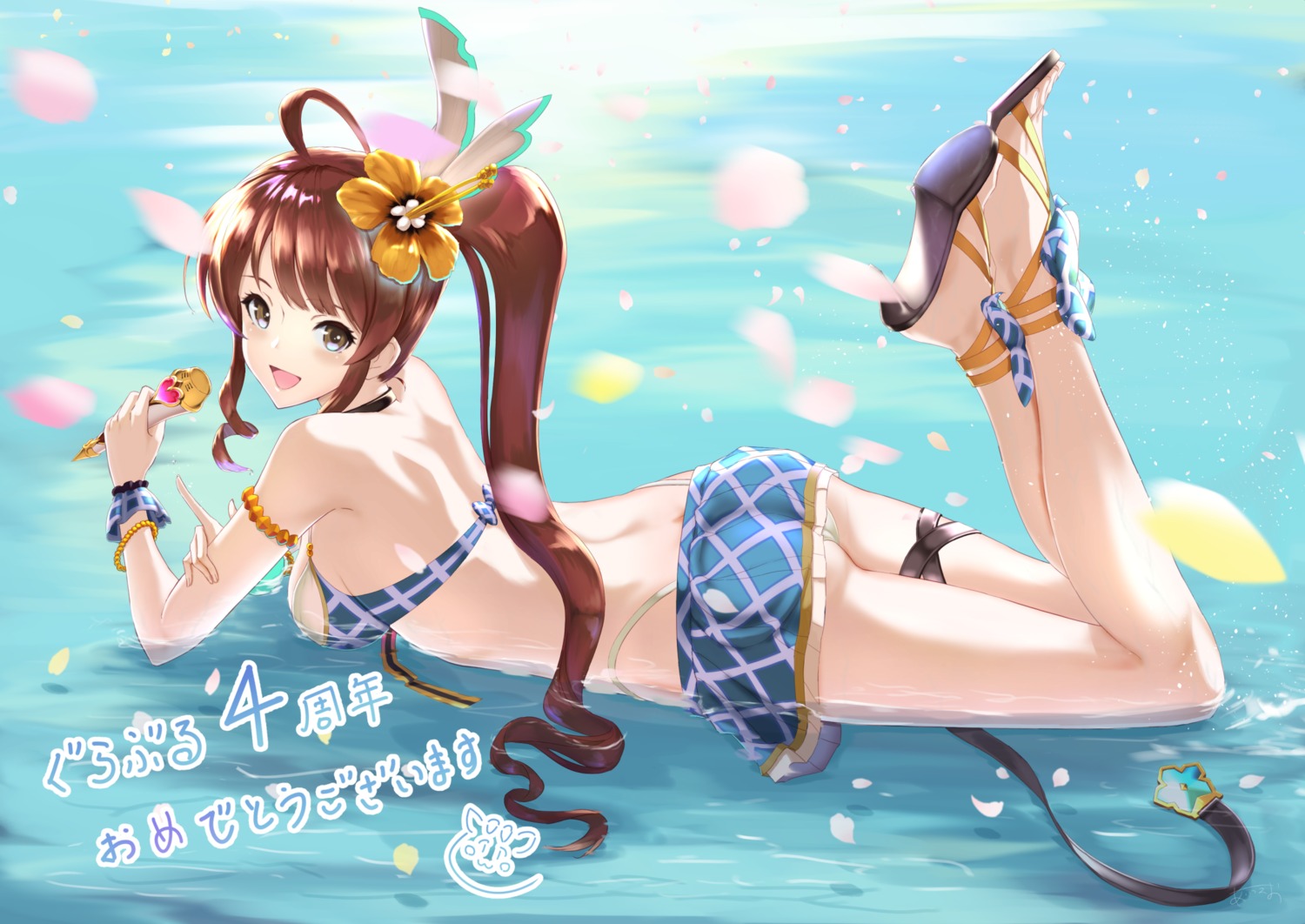 aiu_eo, ass, bikini, diantha_(granblue_fantasy), granblue_fantasy, heels, swimsuits, wet