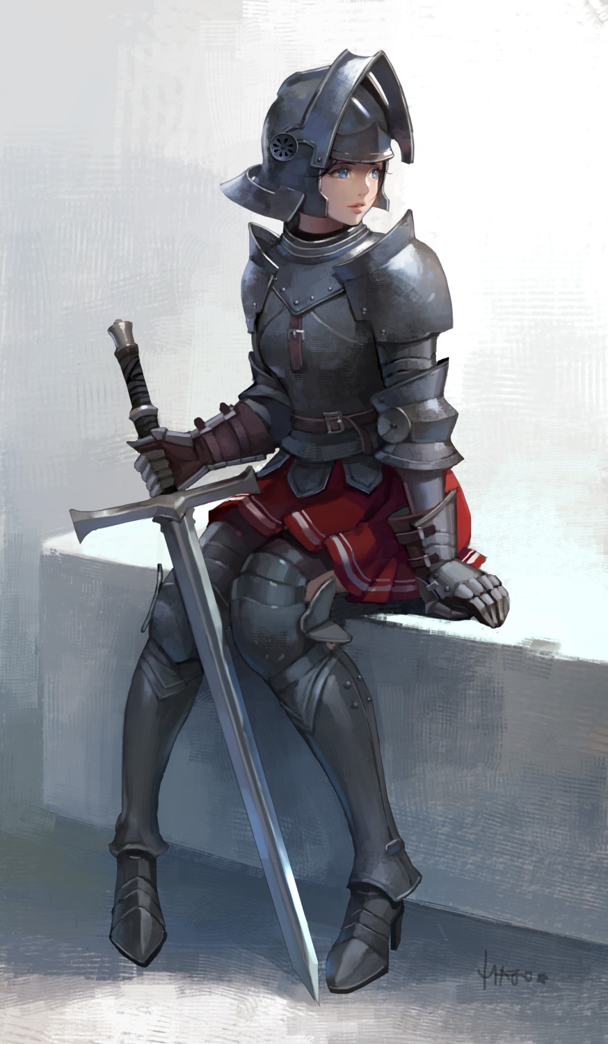 armor, heels, majo, sword