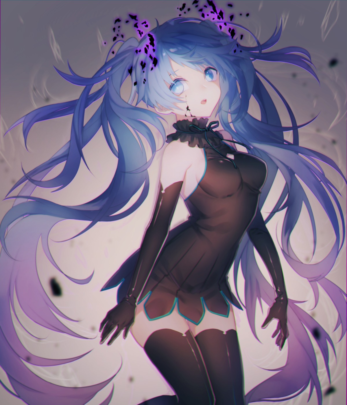 dress, ghost_rule_(vocaloid), hatsune_miku, natsu_tora, thighhighs, vocaloid