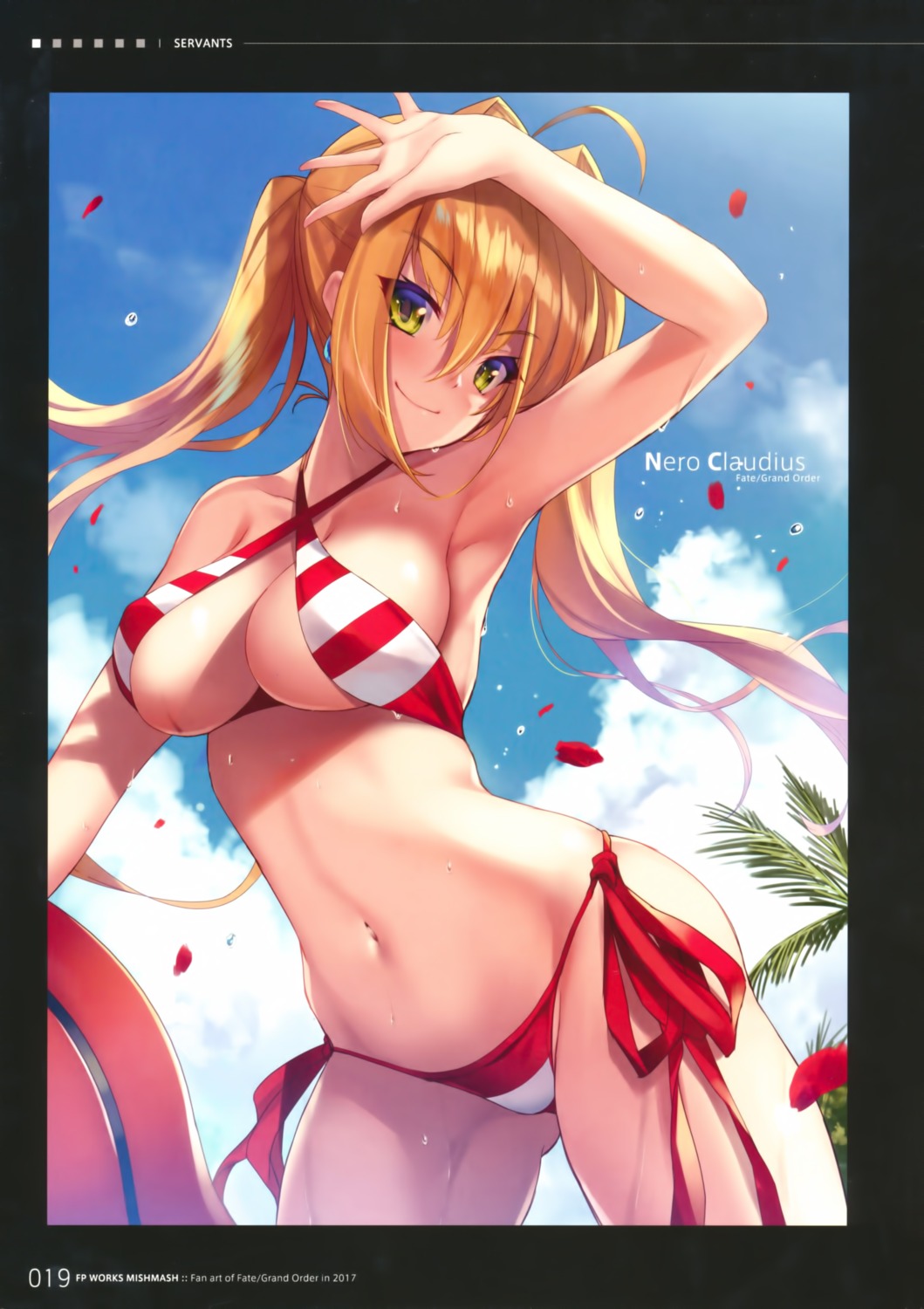 bikini, cleavage, fate/grand_order, fp_works, fukai_ryosuke, nero_claudius_(fate), swimsuits, underboob, wet