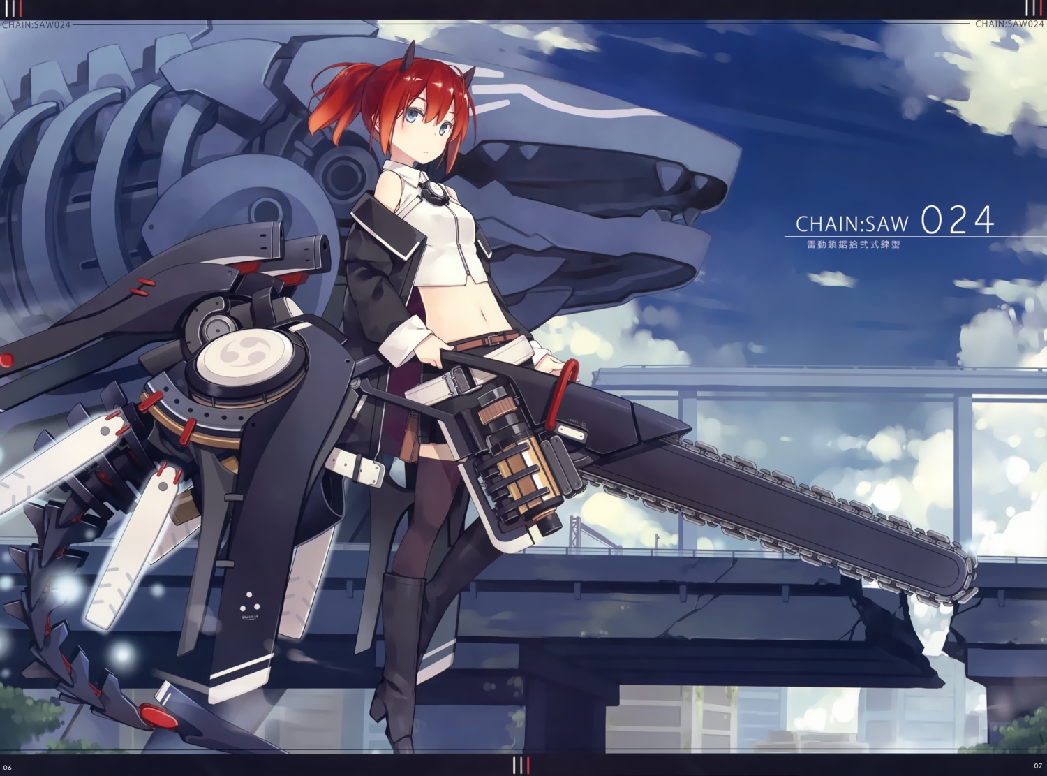 asahiage, bra, heels, horns, poco, thighhighs, weapon