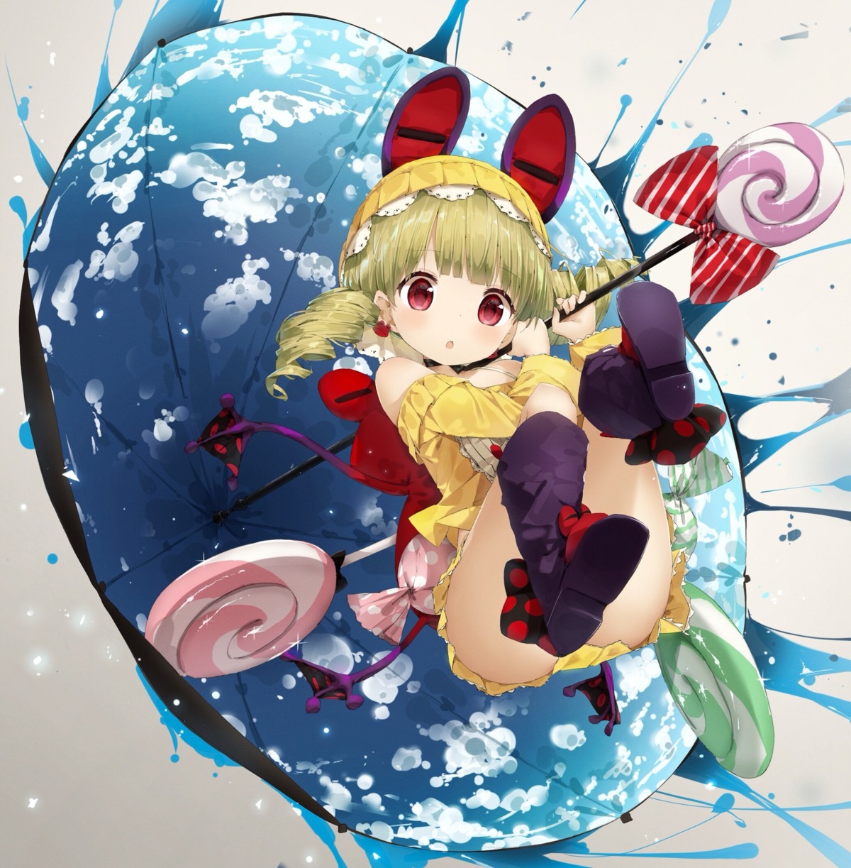 animal_ears, bunny_ears, mabuta_(byc0yqf4mabye5z), mahou_shoujo_ikusei_keikaku, umbrain, umbrella