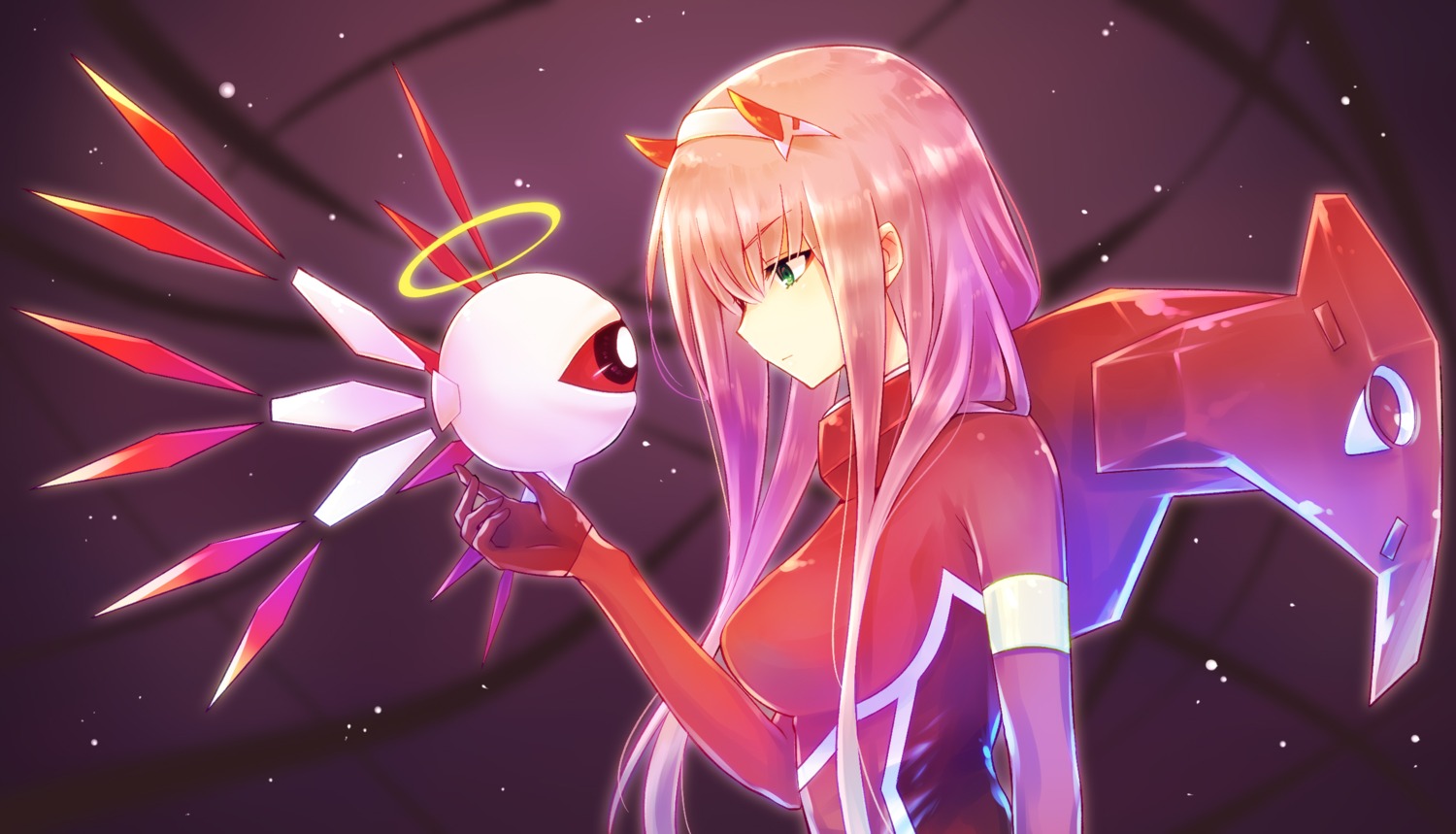 bodysuit, crossover, darling_in_the_franxx, horns, kirby, nyaa_(nnekoron), zero_two_(darling_in_the_franxx)