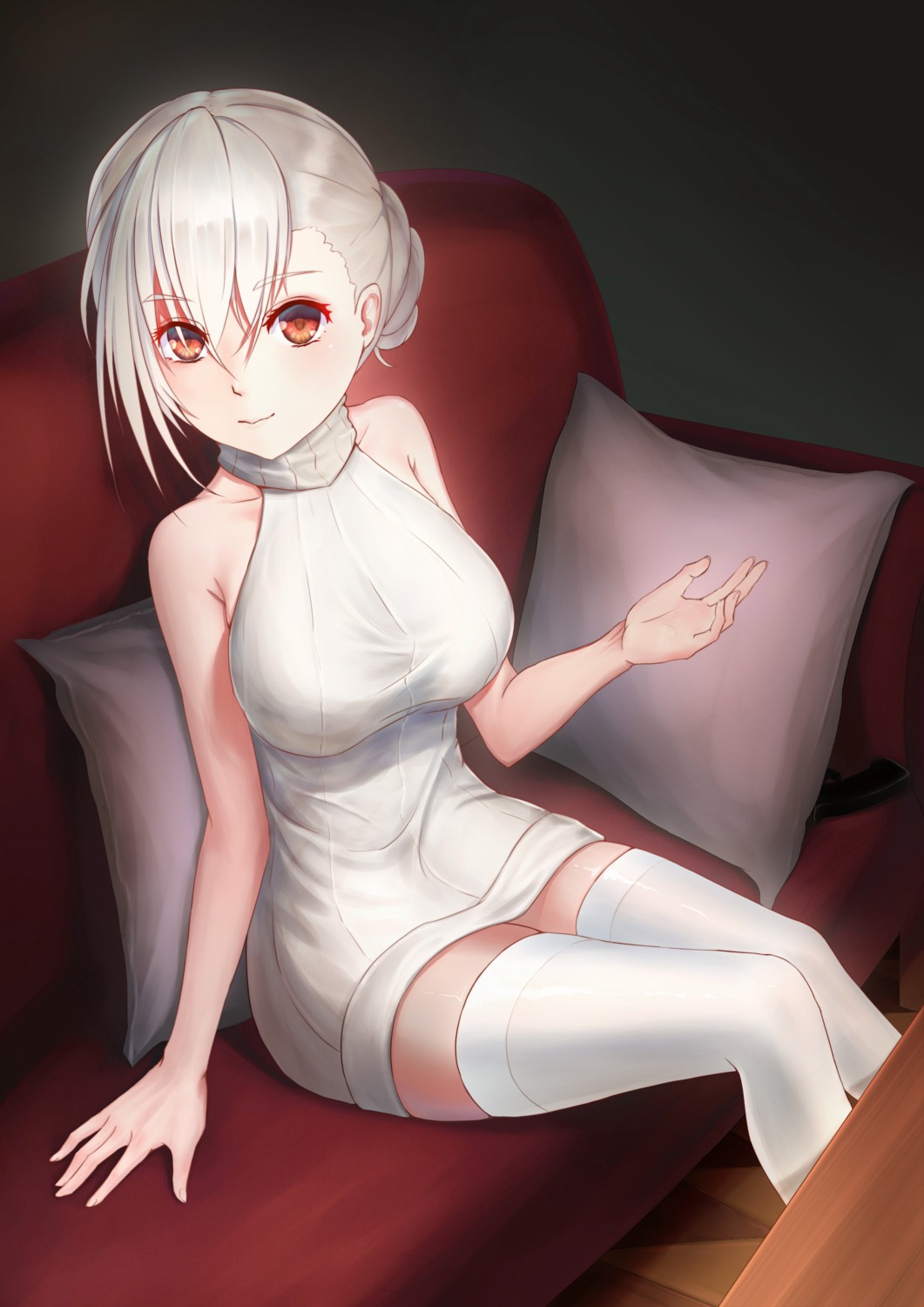 dress, girls_frontline, rmb-93_(girls_frontline), sweater, thighhighs, xxiner