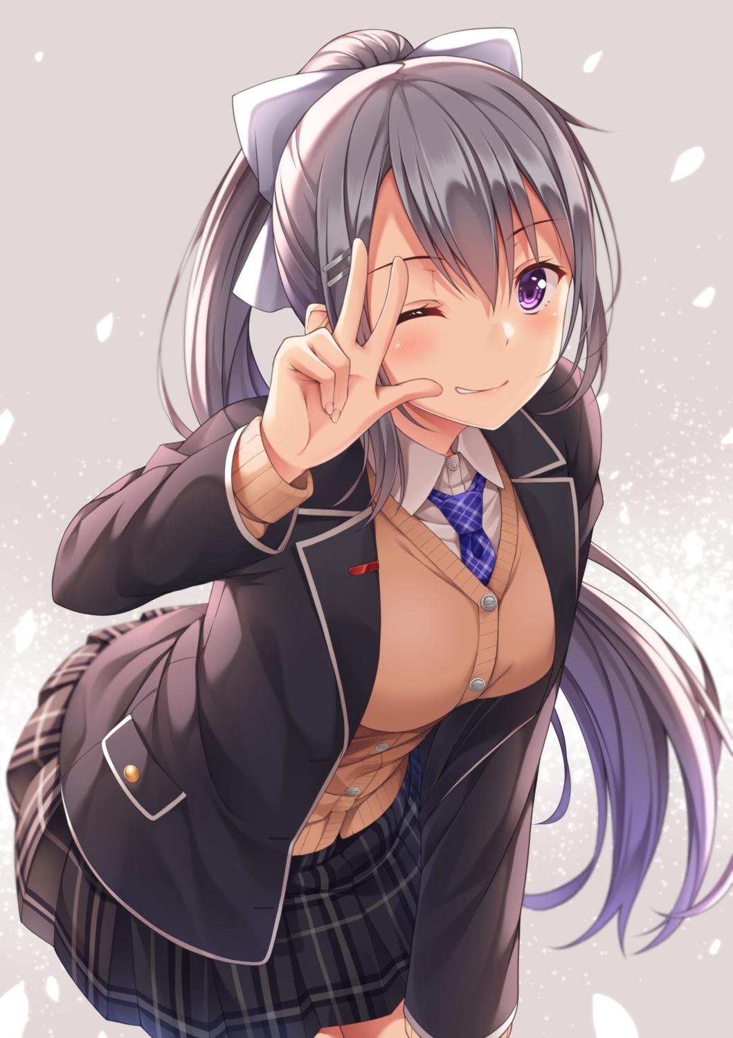 higuchi_kaede, nijisanji, seifuku, sweater, yuuri_nayuta