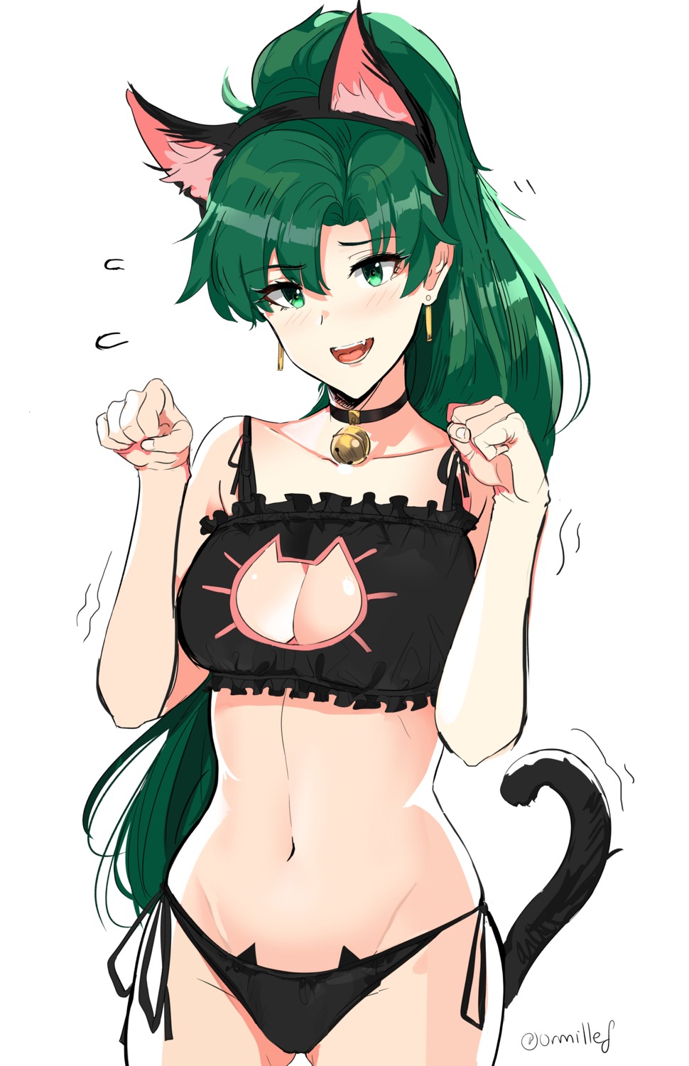 animal_ears, bra, cleavage, dotentity, fire_emblem:_rekka_no_ken, lyndis_(fire_emblem), nekomimi, pantsu, string_panties, tail