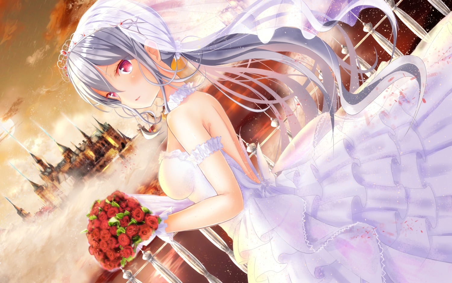 dress, girlfriend_(kari), masa_(mirage77), shigetou_akiho, wallpaper, wedding_dress
