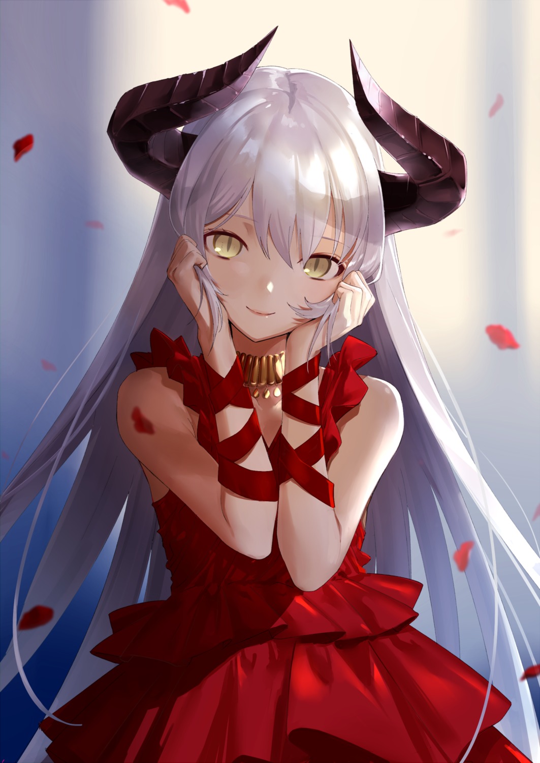dress, horns, urata_asao
