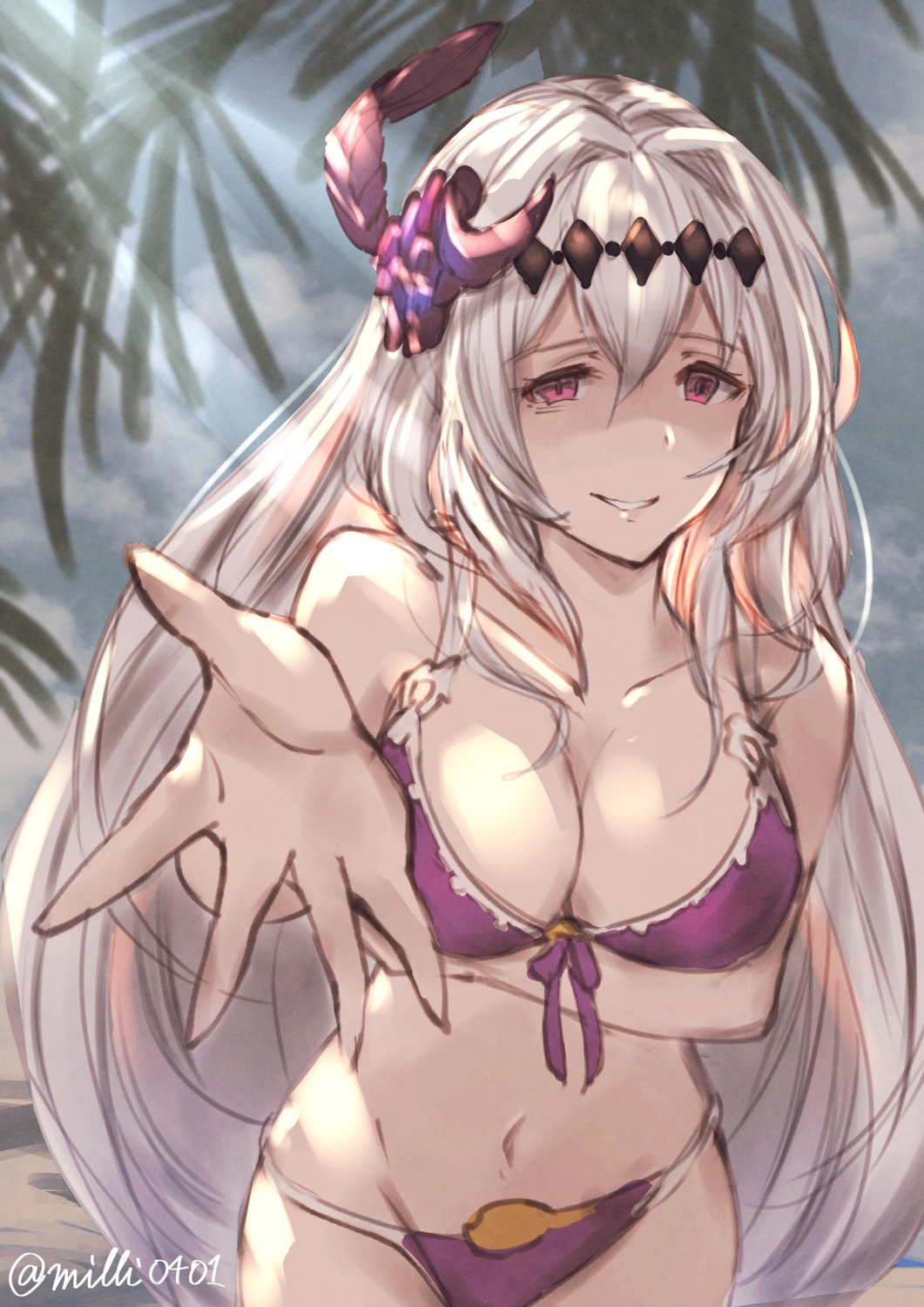 bikini, breast_hold, cleavage, granblue_fantasy, jeanne_d'arc, jeanne_d'arc_(granblue_fantasy), milli_little, swimsuits