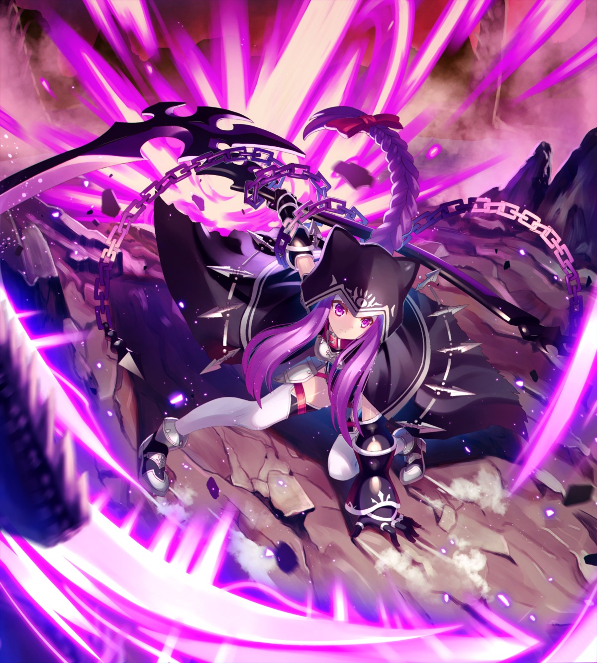 armor, fate/grand_order, kaina_(tsubasakuronikuru), medusa_(fate), thighhighs, weapon