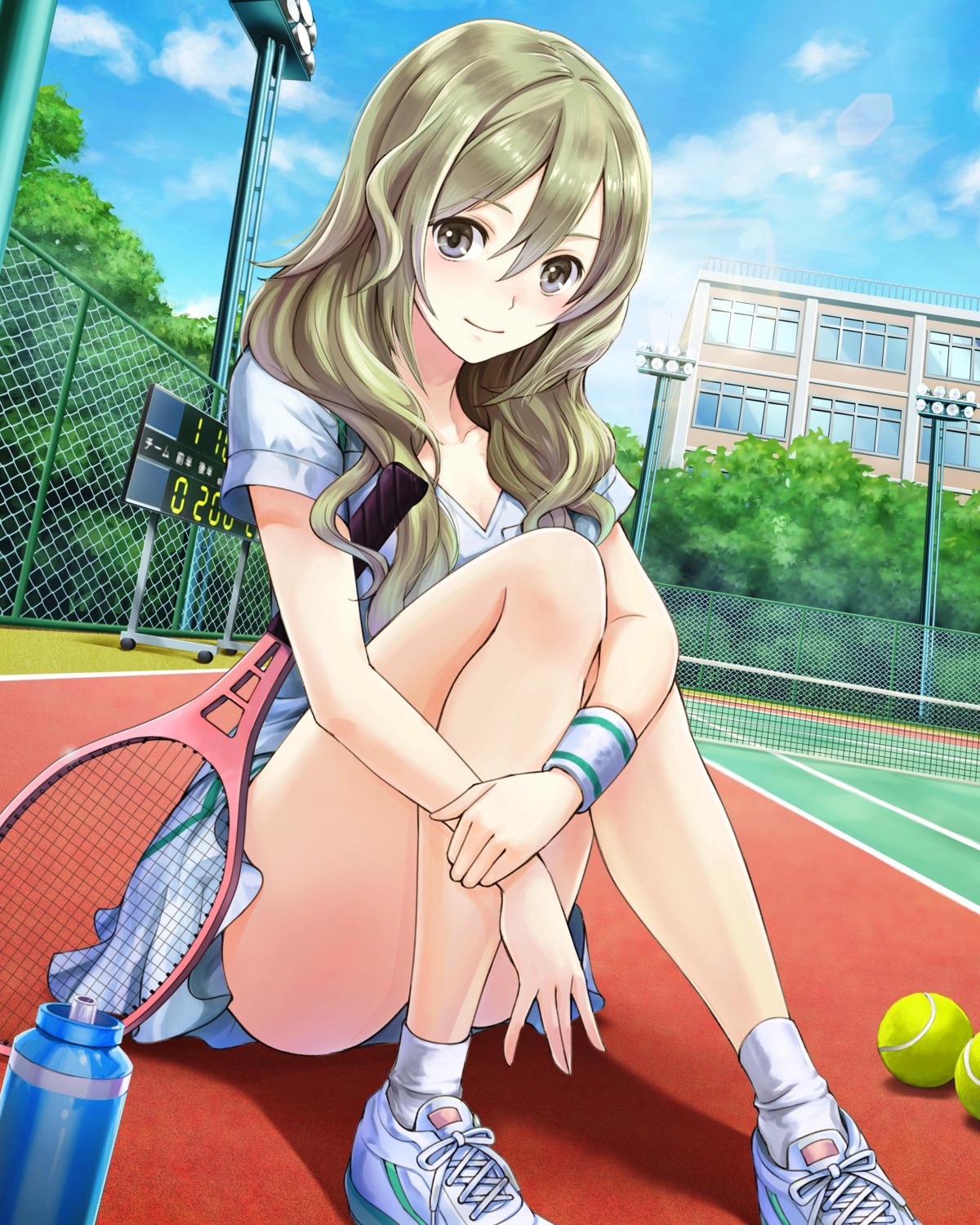 cleavage, pantsu, school_fanfare, tennis